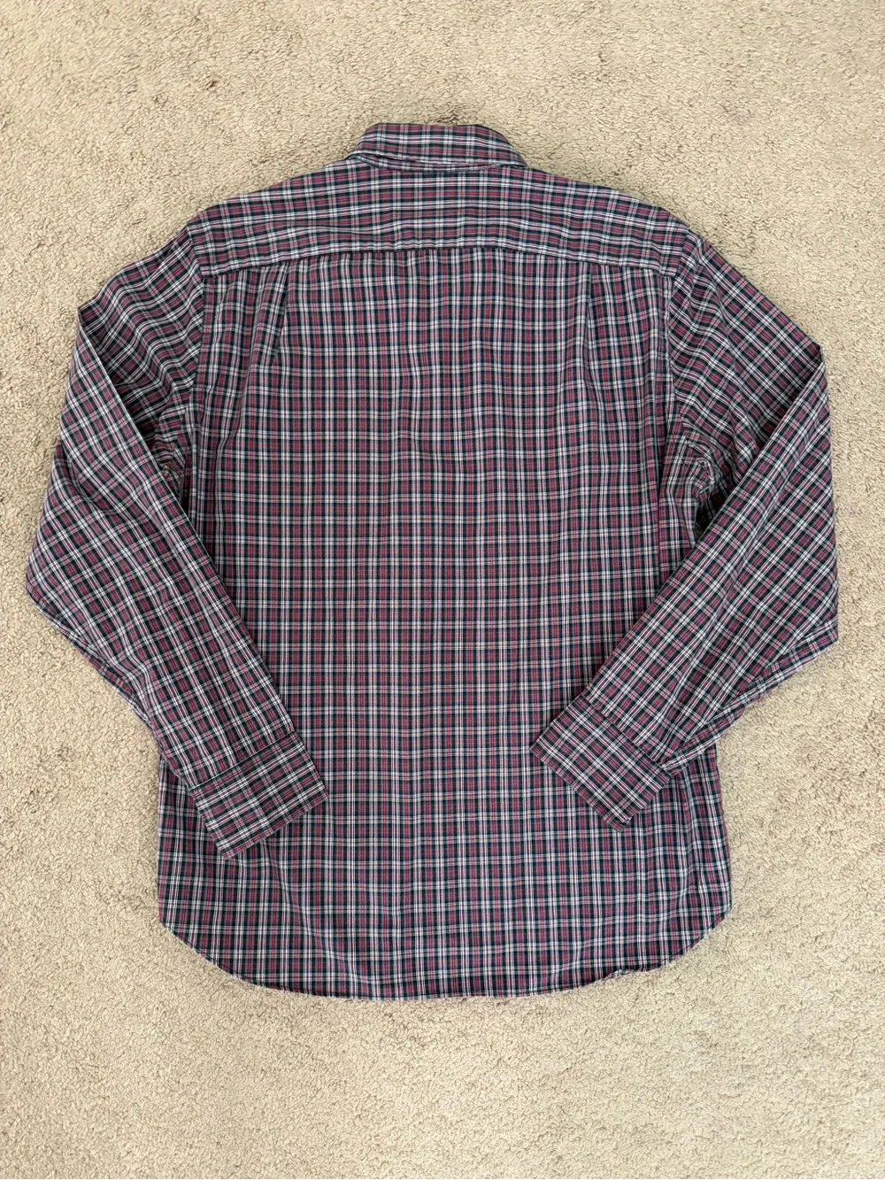J. Crew Men's Red Navy Plaid Button-Down Shirt size Medium 100% Cotton